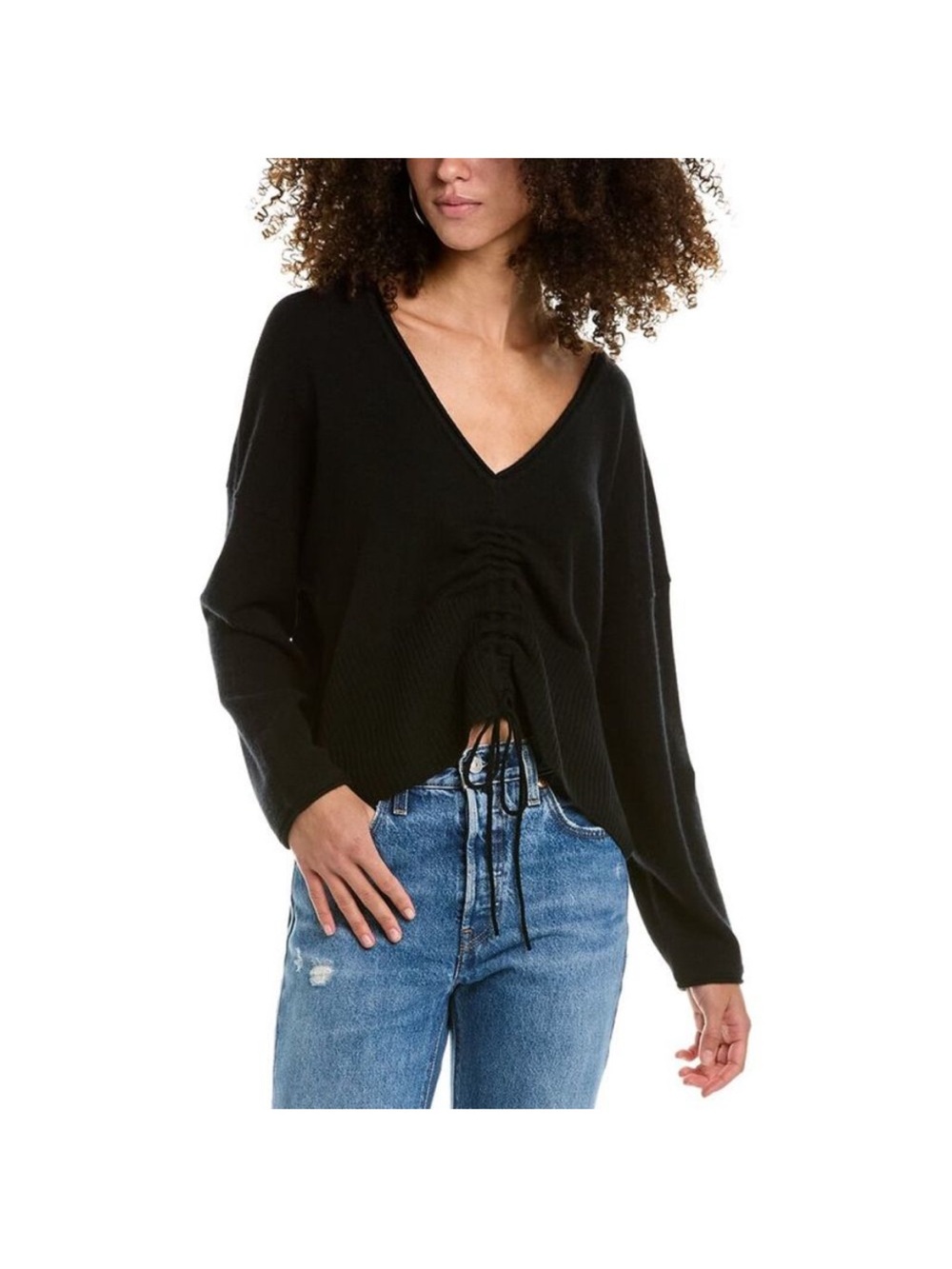 525 America Cinched Front Cashmere Sweater in Black - Size XS/S